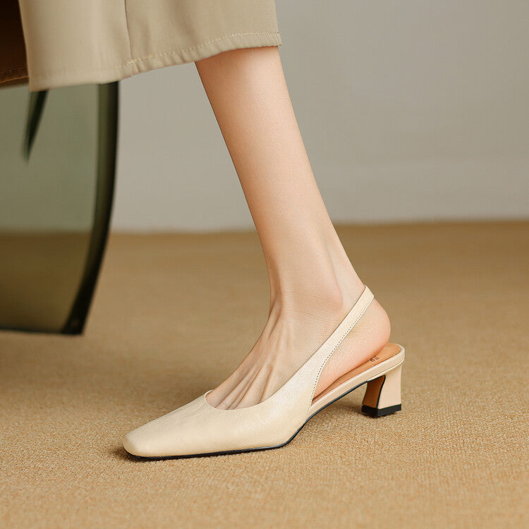 Ersa - Slingback de Bico Quadrado com Salto Baixo