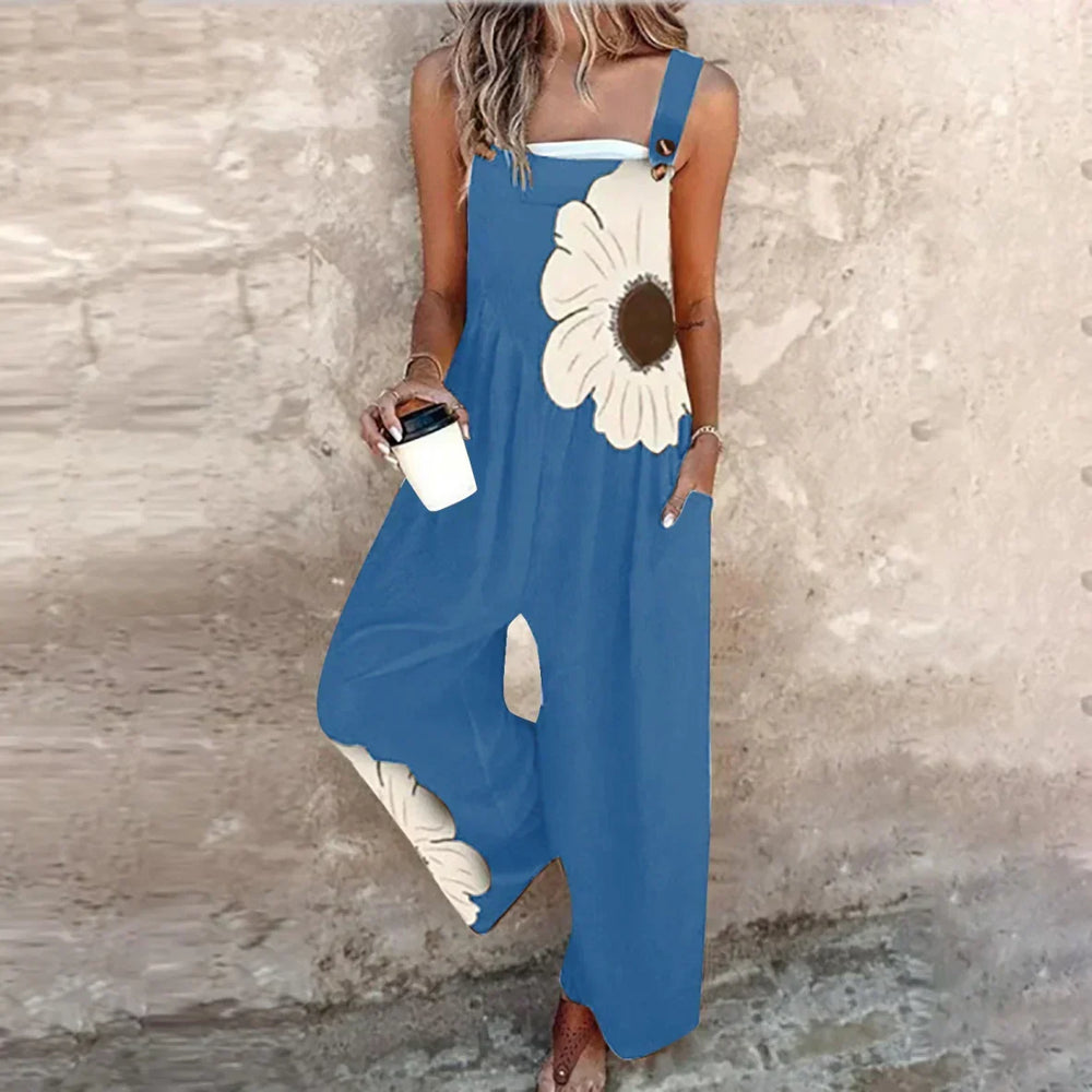 Alana - Jardineira Pantalona com Margaridas Grandes
