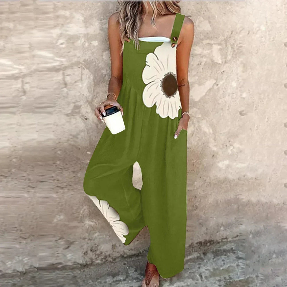 Alana - Jardineira Pantalona com Margaridas Grandes