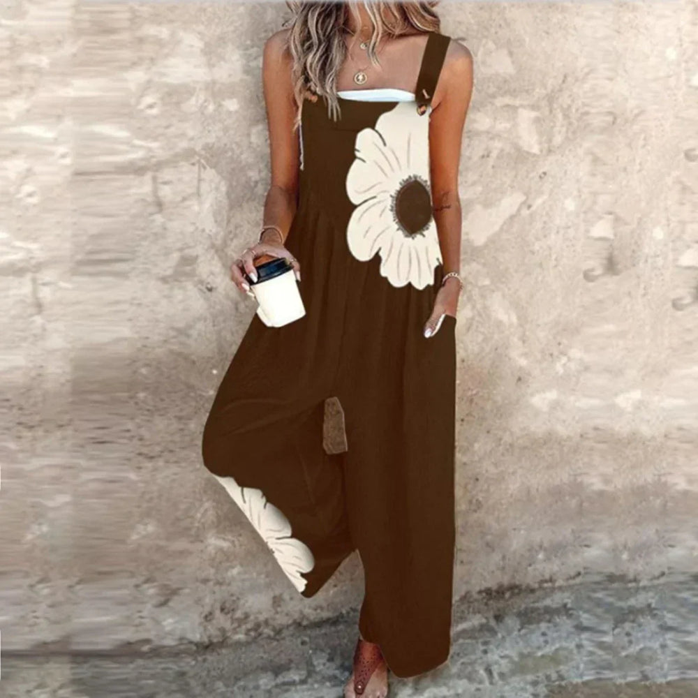 Alana - Jardineira Pantalona com Margaridas Grandes