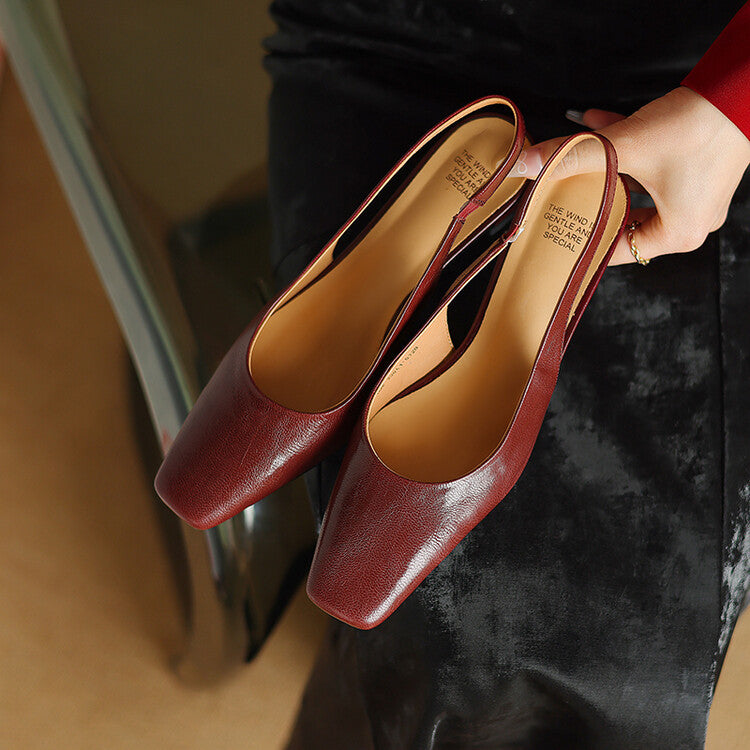 Ersa - Slingback de Bico Quadrado com Salto Baixo