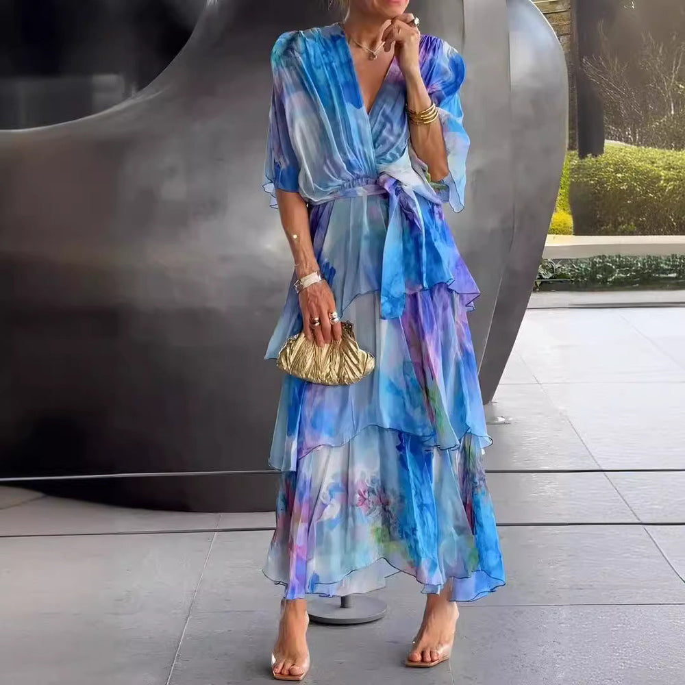 Flávia - Vestido Floral em Camadas