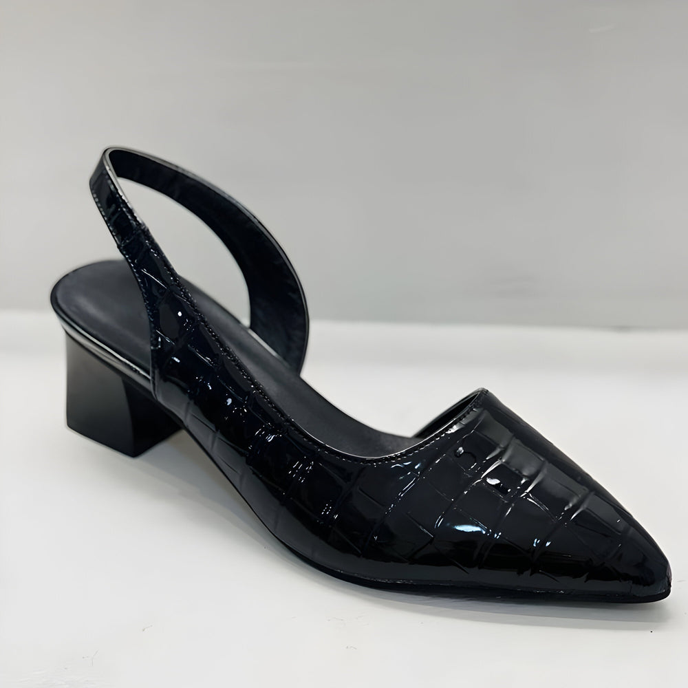 Lynn - Scarpin Slingback de Bico Fino com Salto Bloco