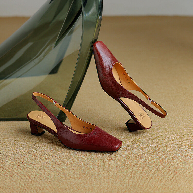 Ersa - Slingback de Bico Quadrado com Salto Baixo