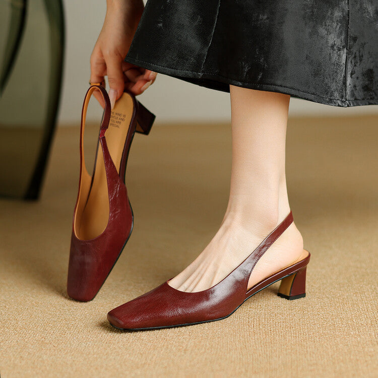 Ersa - Slingback de Bico Quadrado com Salto Baixo