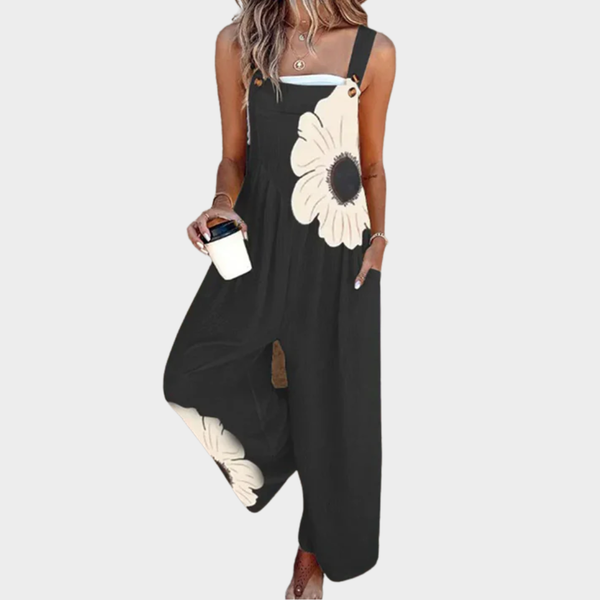 Alana - Jardineira Pantalona com Margaridas Grandes