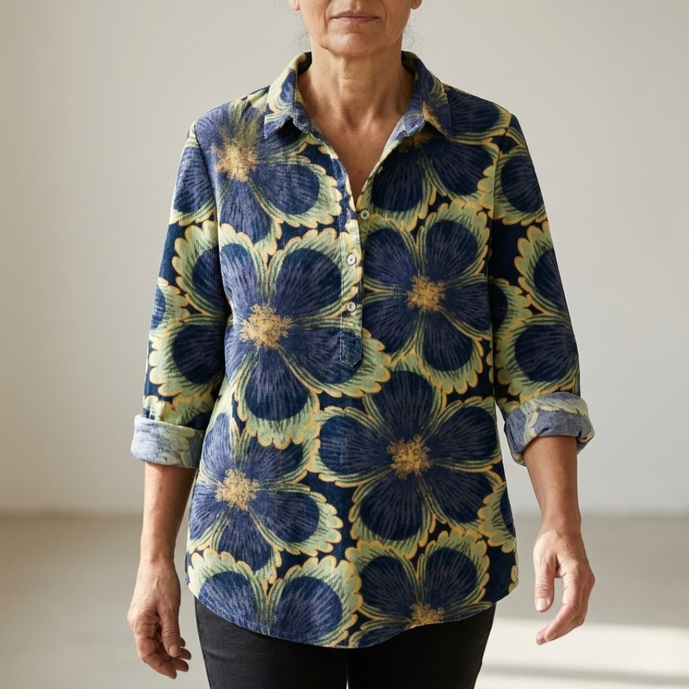Aurora - Blusa com Estampa de Flores Gigantes