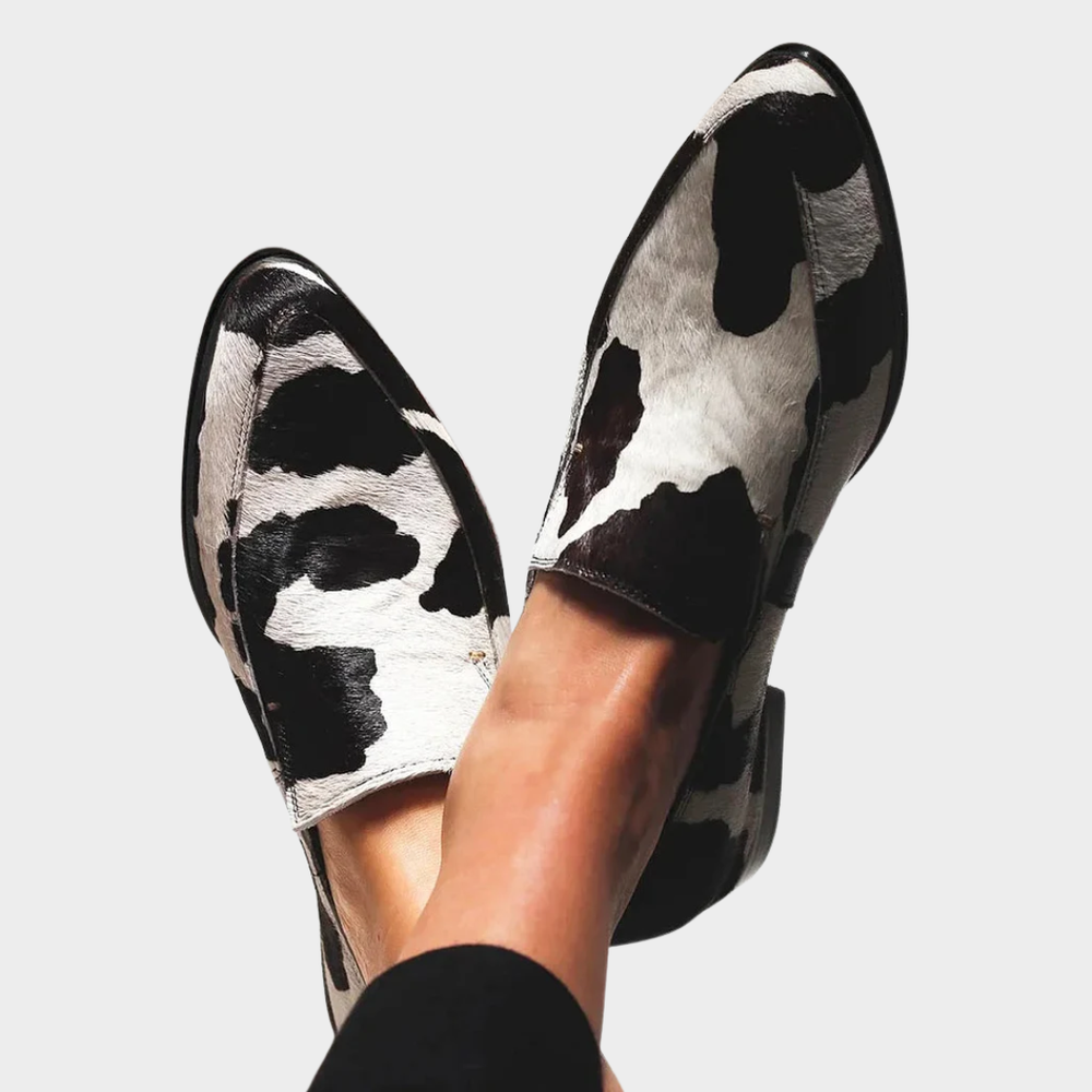 Becca - Sapato Slip-On de Bico Fino com Pelo Malhado
