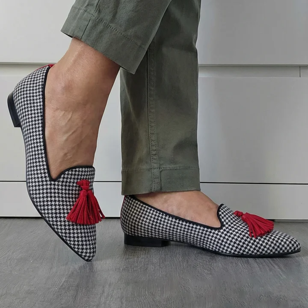 Sasha - Sapatilha Pied de Poule com Tassel