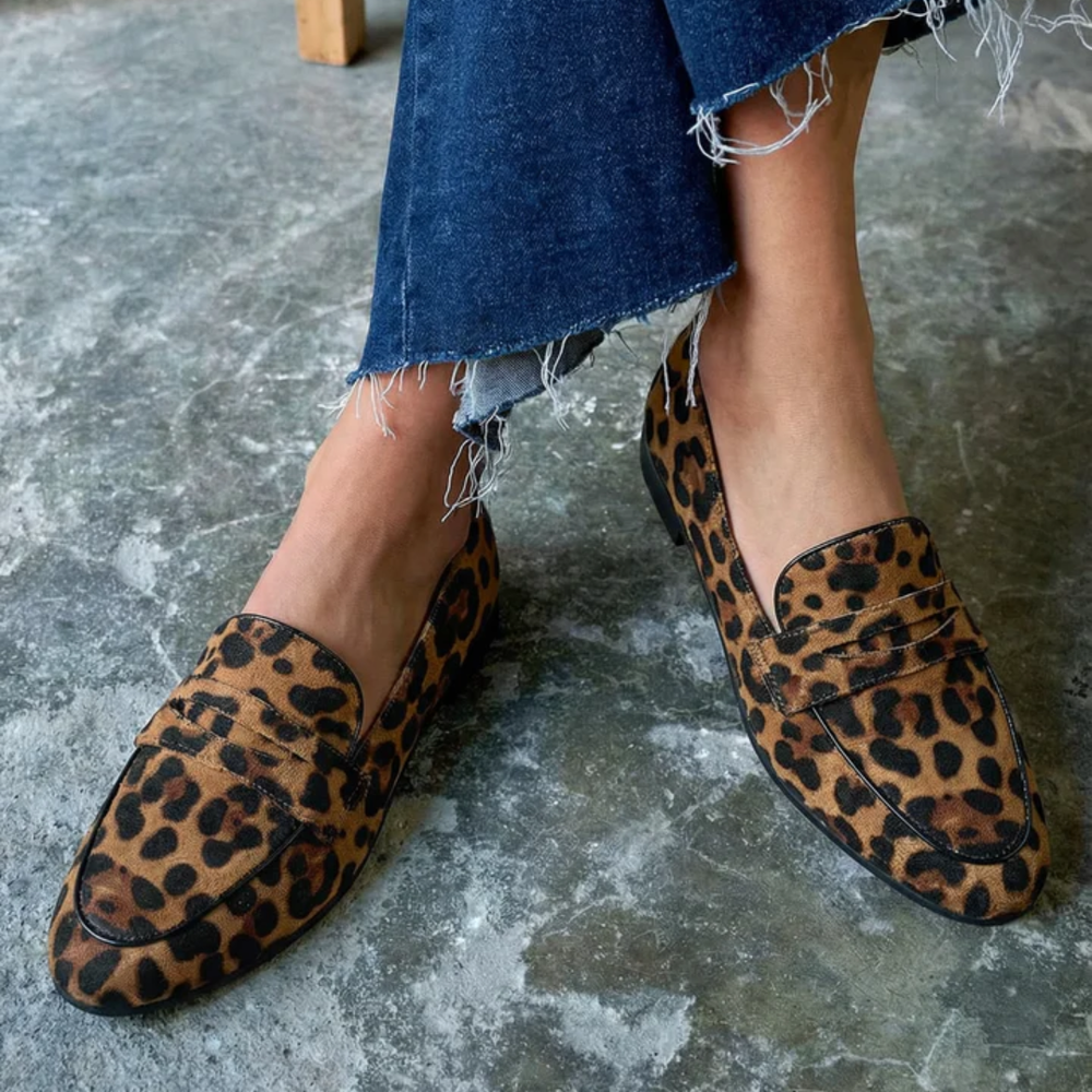 Azariah - Mocassim de Bico Redondo com Estampa de Onça