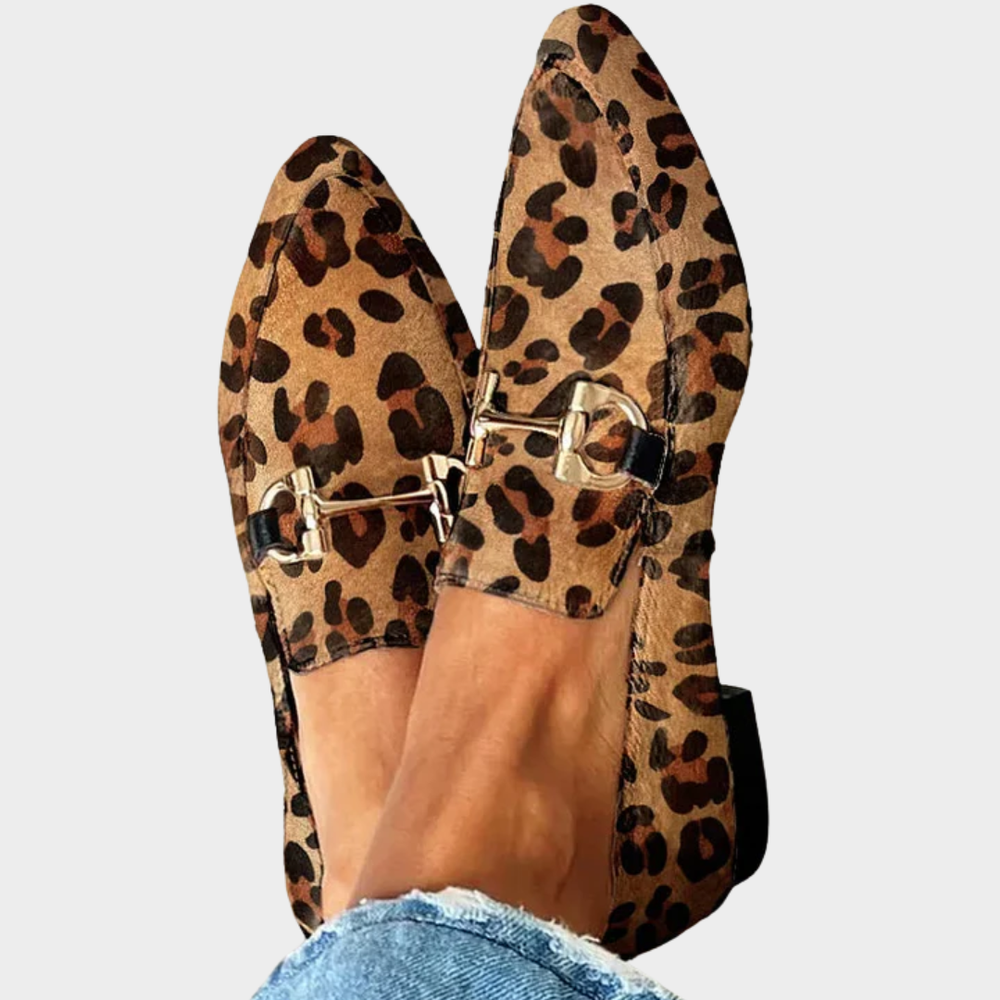 Gia - Mocassim de Oncinha com Bico Afilado e Bridão