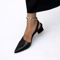 Lynn - Scarpin Slingback de Bico Fino com Salto Bloco