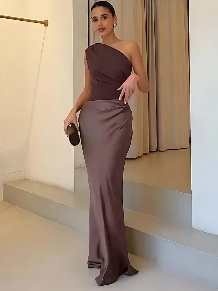 Alana - Vestido Longo Acetinado