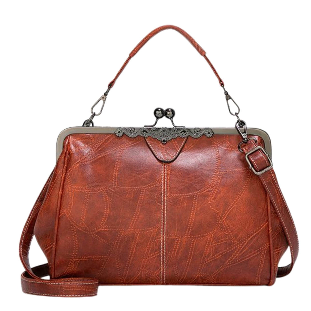 Letícia - Bolsa de Mão com Moldura Ornamentada e Pespontos