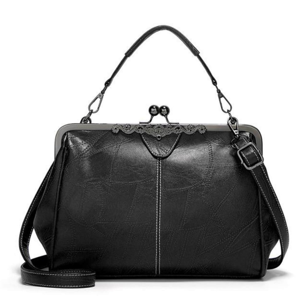 Letícia - Bolsa de Mão com Moldura Ornamentada e Pespontos