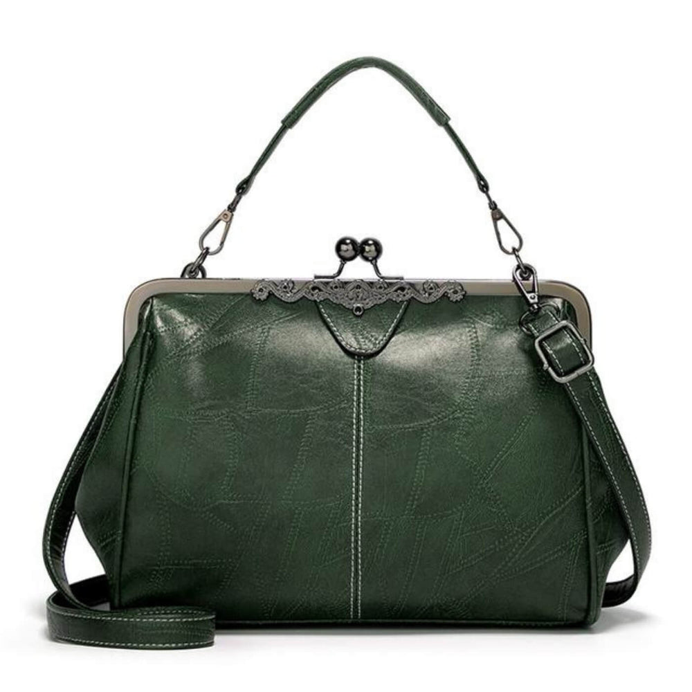 Letícia - Bolsa de Mão com Moldura Ornamentada e Pespontos