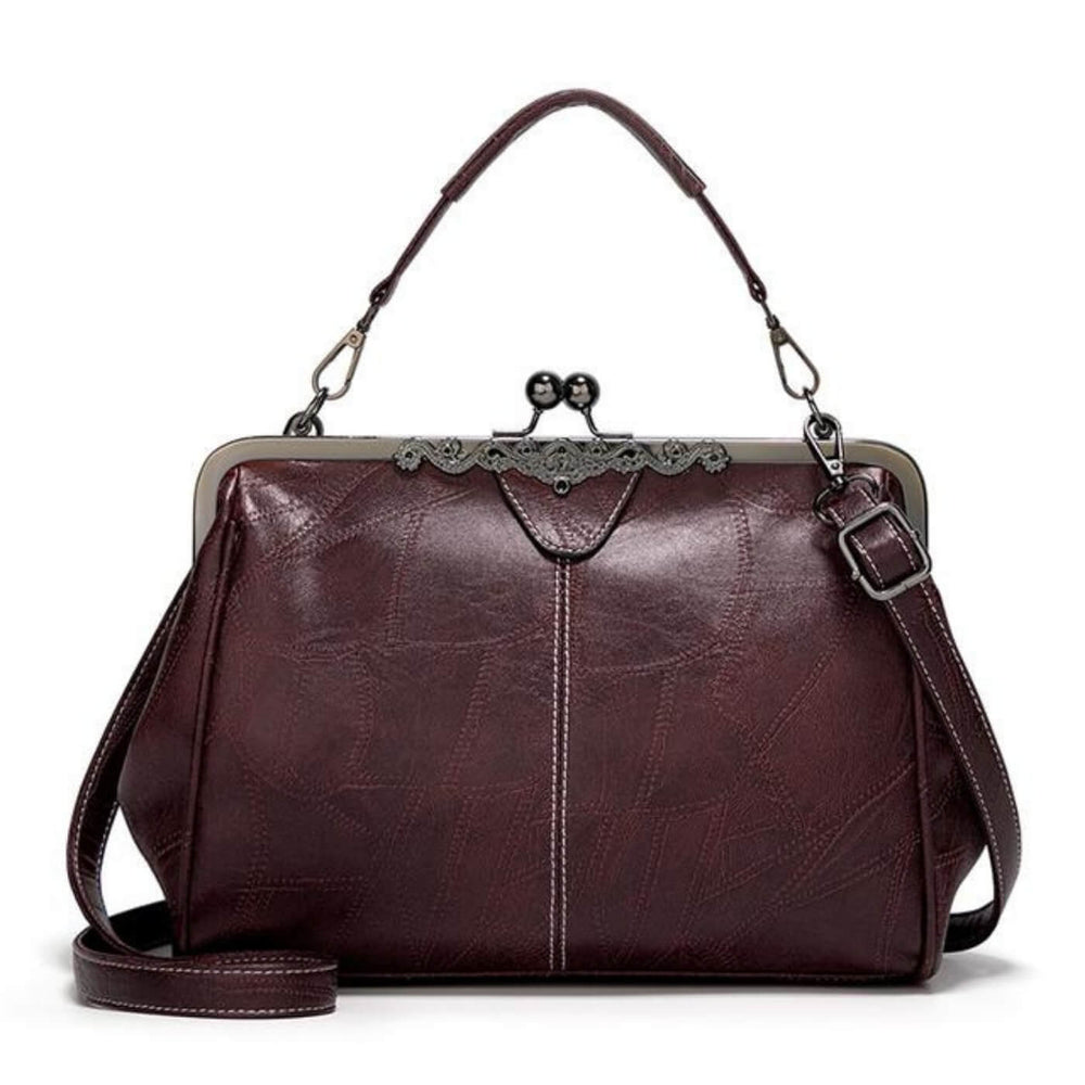 Letícia - Bolsa de Mão com Moldura Ornamentada e Pespontos