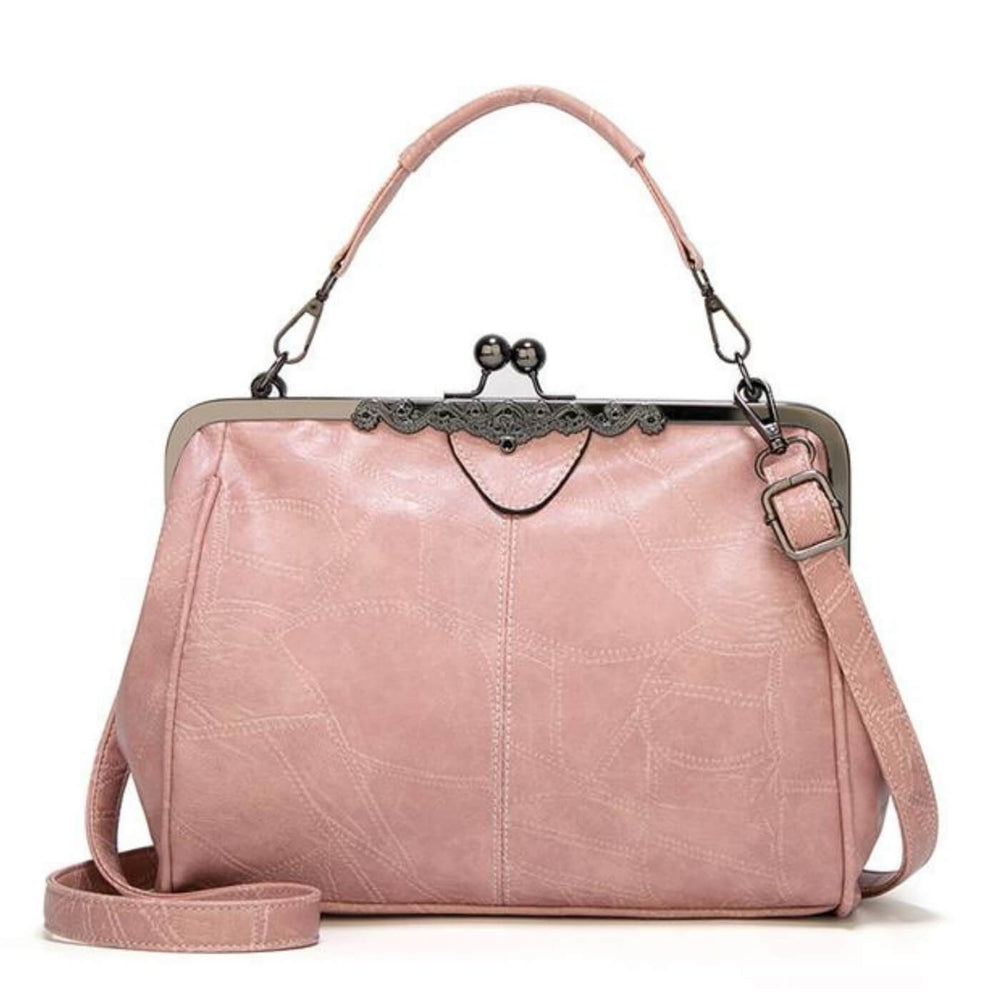 Letícia - Bolsa de Mão com Moldura Ornamentada e Pespontos