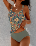 Madeleine - Tankini de Alças Duplas com Estampa Arabesco