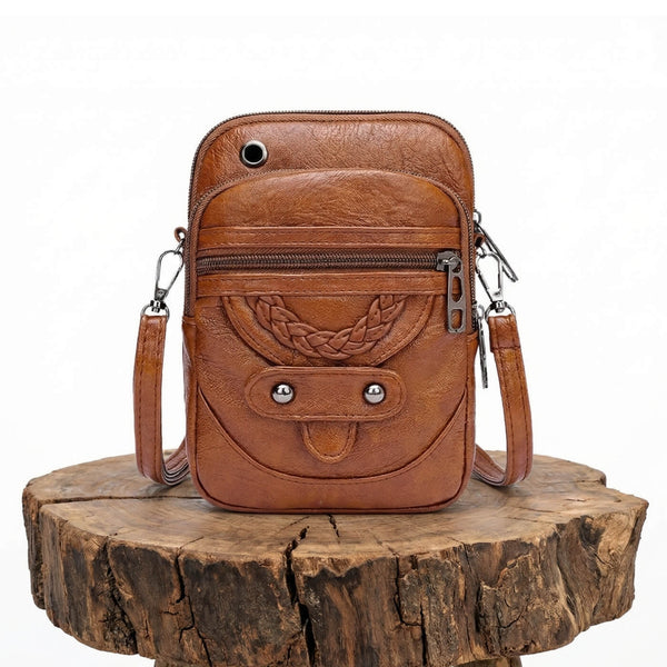 Milena - Bolsa Transversal Vertical com Detalhe Trançado