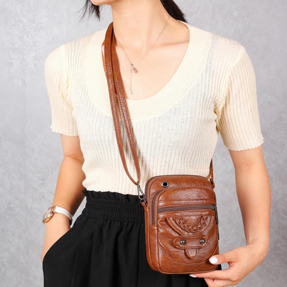 Milena - Bolsa Transversal Vertical com Detalhe Trançado