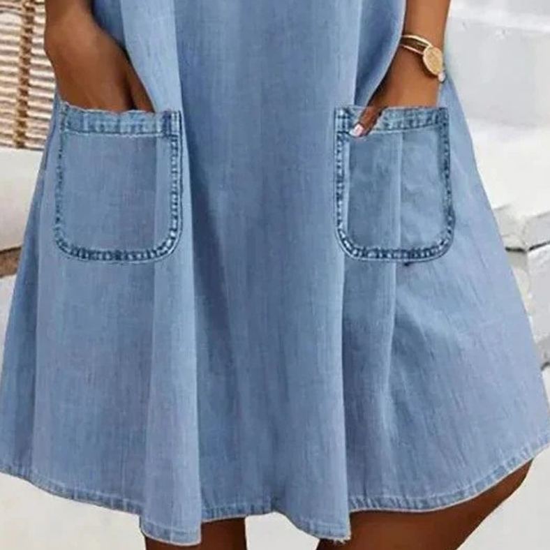 Leilani - Vestido Chemise Com Bolsos Frontais Chapados