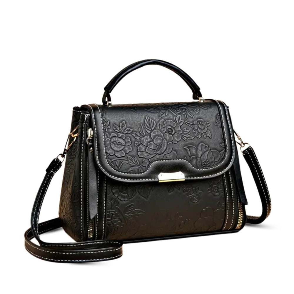 Melissa - Bolsa de Mão com Aba e Relevo Floral