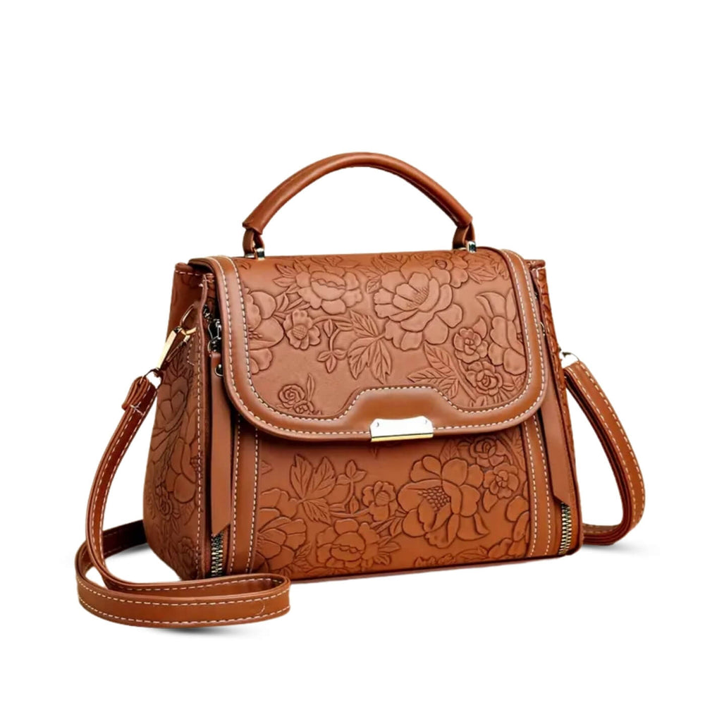 Melissa - Bolsa de Mão com Aba e Relevo Floral