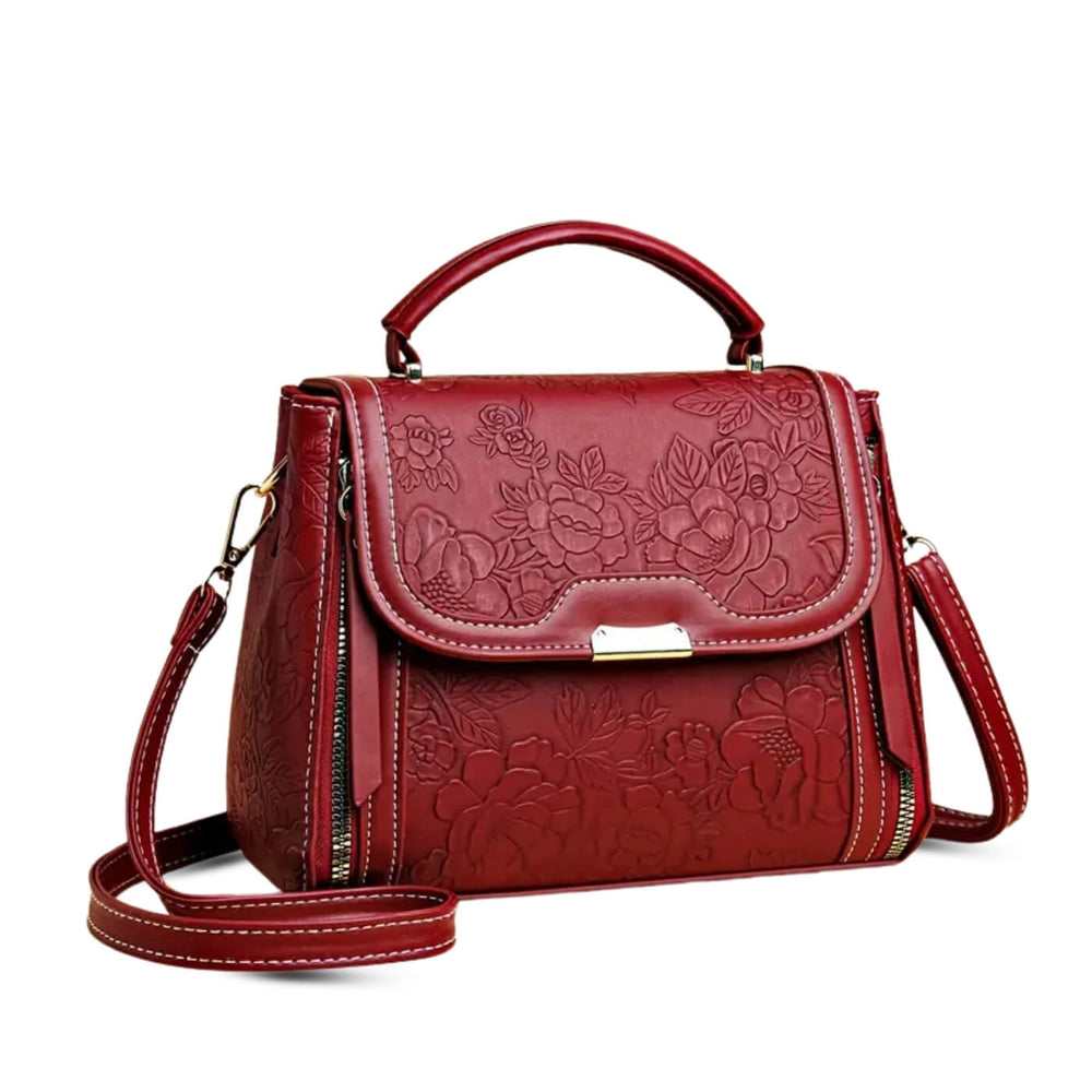 Melissa - Bolsa de Mão com Aba e Relevo Floral