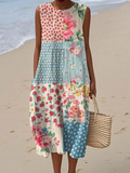 Anna - Vestido Midi Patchwork Estampado