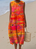 Faye - Vestido Midi Tons de Pôr do Sol