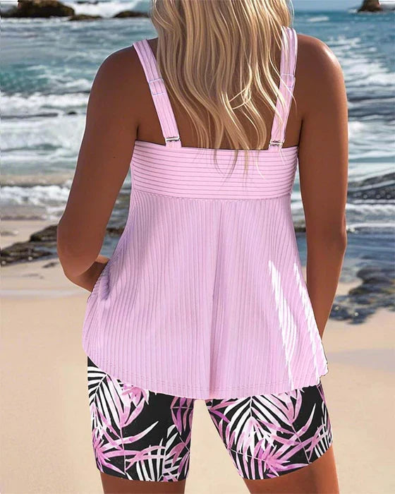 Daphne - Tankini com Bermuda de Folhagem Tropical
