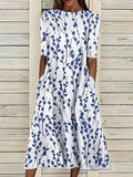 Ayla - Vestido Midi Evasê Estampa De Ramos