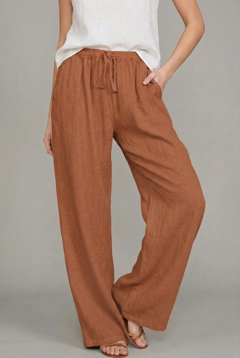 Zulmira - Calça Pantalona com Cordão Leve