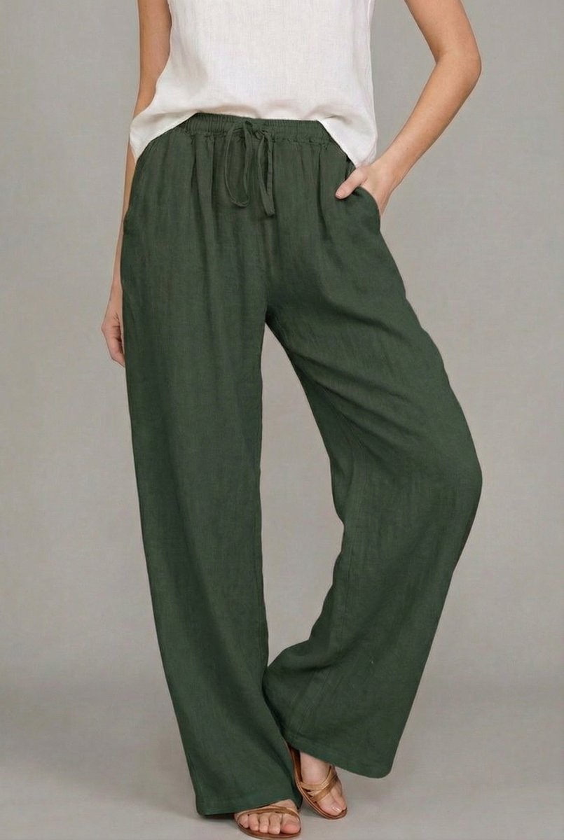 Zulmira - Calça Pantalona com Cordão Leve