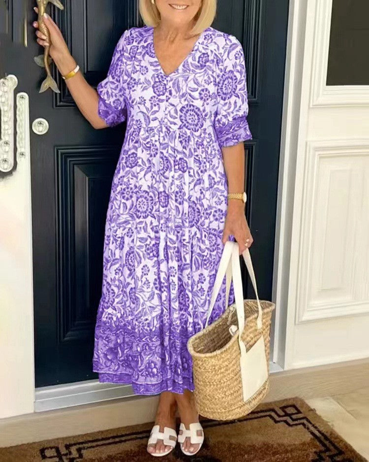 Keisha - Vestido Floral com Decote V