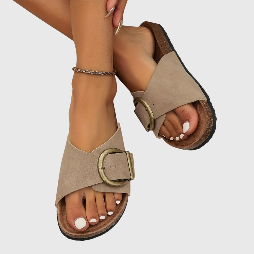 Amber - Sandália Slide Com Fivela Redonda Grande