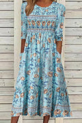 Sophie - Vestido Midi Floral Com Busto Franzido