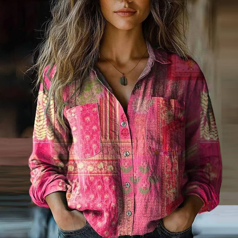 Valentina - Blusa Estampada com Bolsos no Peito