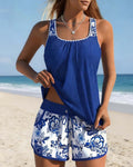 Marie - Tankini com Shorts de Estampa Porcelana