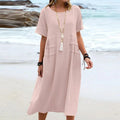 Hannah - Vestido Midi Solto Com Bolsos De Pregas