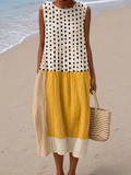 Leah - Vestido Midi Color Block de Poá