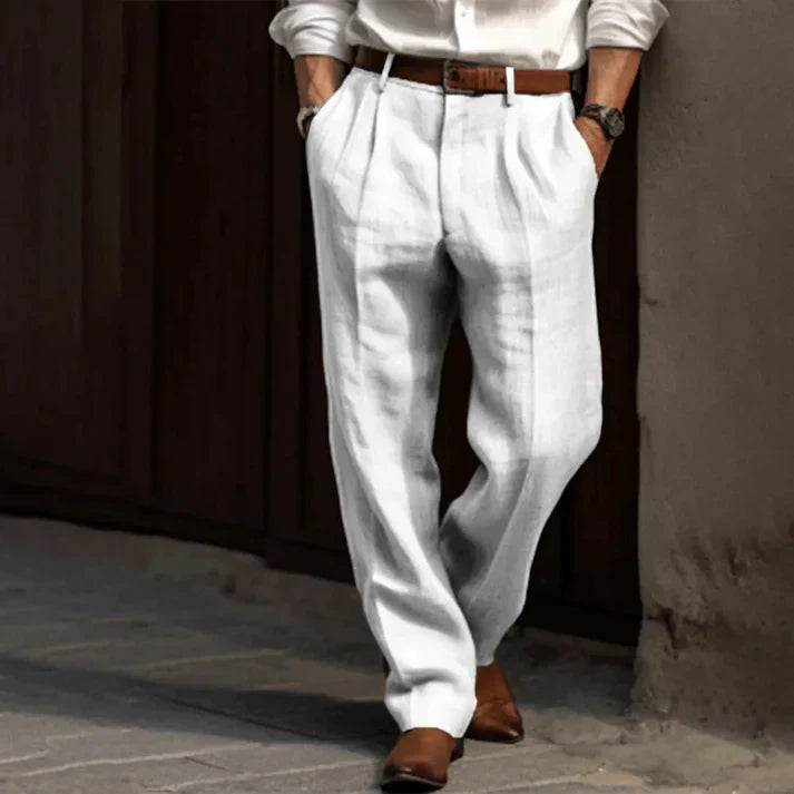 Zacarias - Calça de Linho Masculina Clássica Casual
