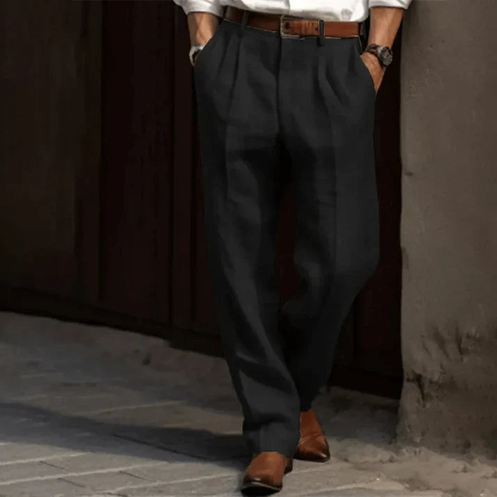 Zacarias - Calça de Linho Masculina Clássica Casual