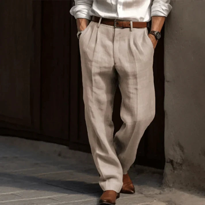 Zacarias - Calça de Linho Masculina Clássica Casual