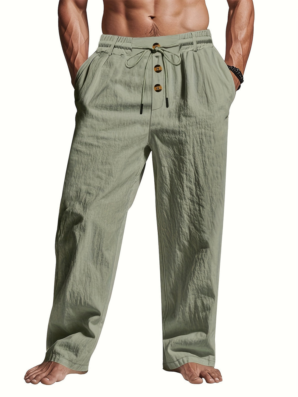 Ubirajara - Calça Masculina Solta com Cordão