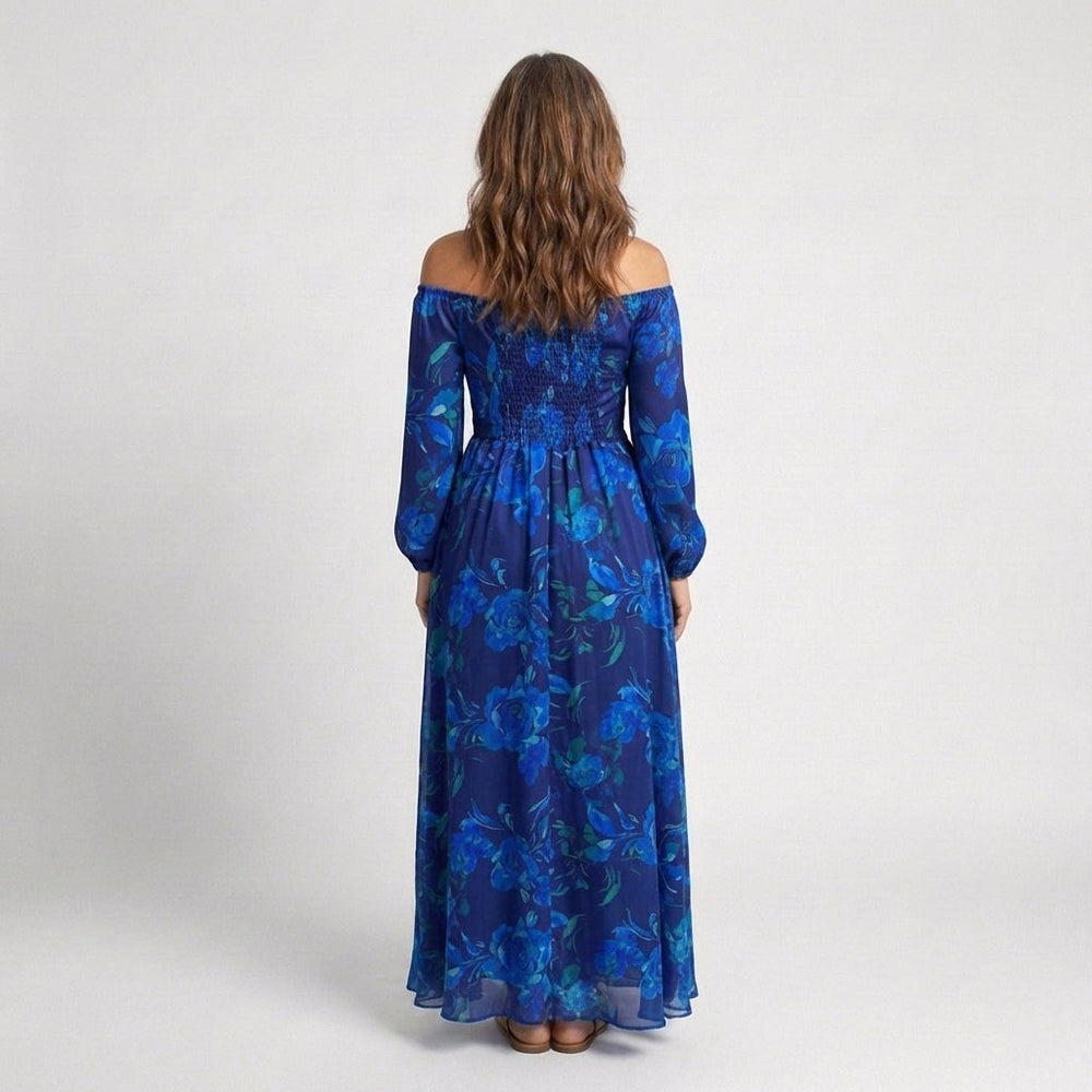 Eduarda - Vestido Longo Floral Ombro a Ombro