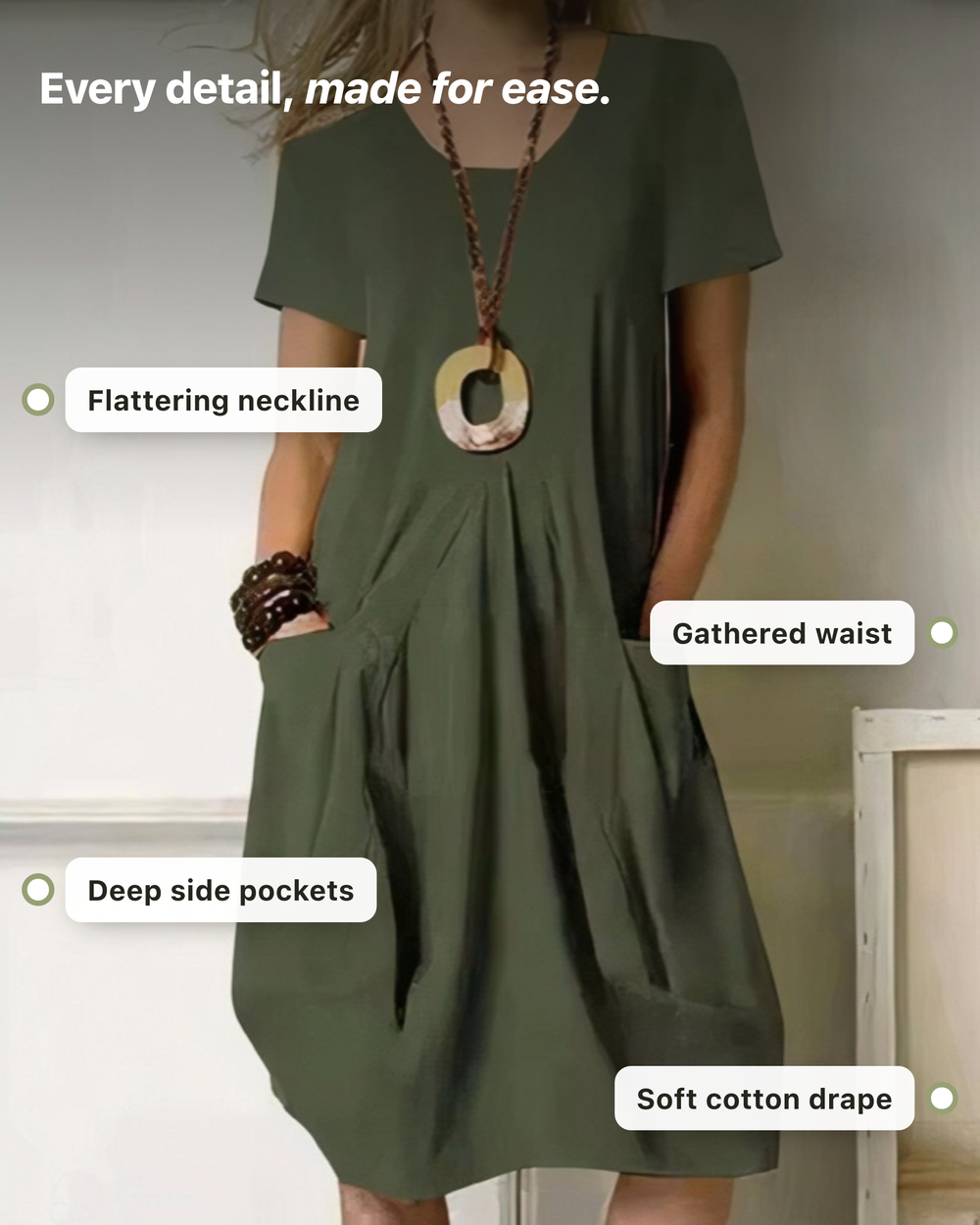Kwani - Vestido Balonê Com Bolsos Drapeados