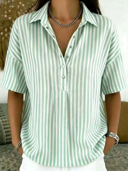 Yandra - Camisa Feminina Manga Curta Listrada