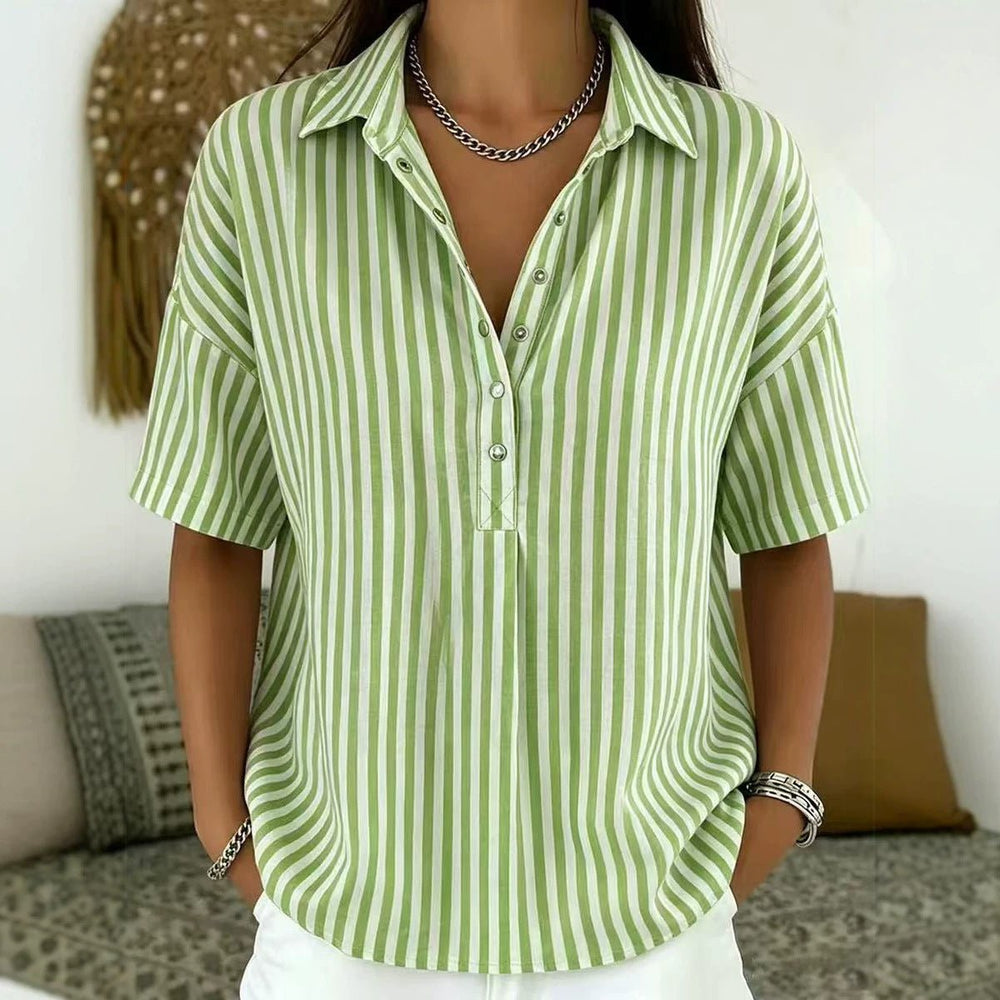 Yandra - Camisa Feminina Manga Curta Listrada